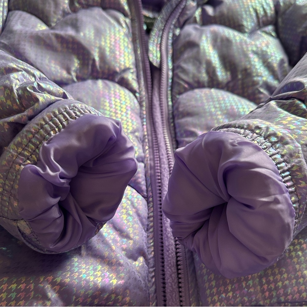 Weather Tamer Big Girls Iridescent Foil Puffer Jacket - Picture 6 of 11
